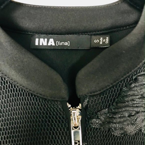 INA Bomber Jacket Black with Floral embroidered Detail S - Picture 4 of 7